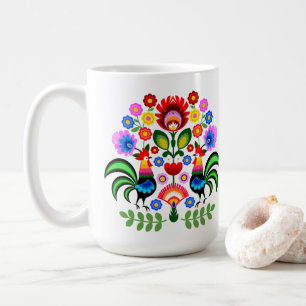Mug Art folklorique polonais - motif de broderie flora