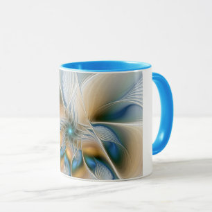 Mug Art fractal de fantaisie abstraite avec du bleu