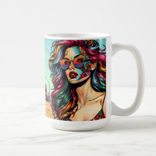 Mug Art fracturé   Femme Abstraite à la plage
