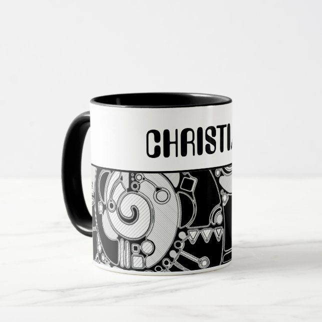 Mug Art Géométrique Noir Et Blanc 4 (Devant gauche)