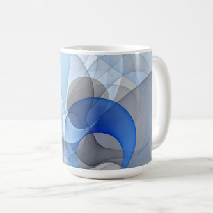 Mug Art graphique fractal abstrait bleu gris moderne