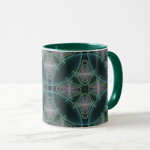 Mug Art graphique géométrique fractal sarcelle moderne