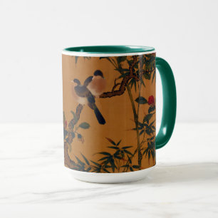 Mug Art japonais vintage : bambou, oiseaux et camélias