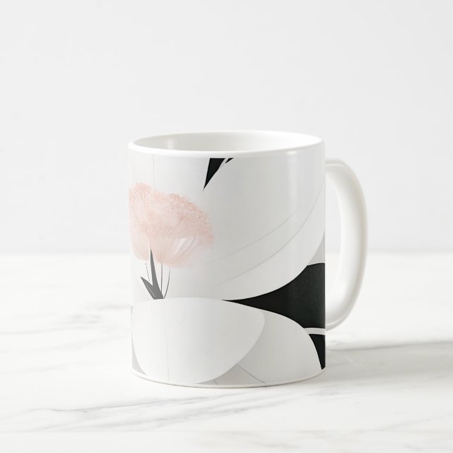 Mug Art linéaire floral minimaliste (Devant droit)