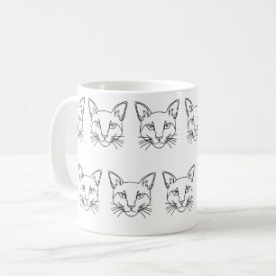 Mug Art minimaliste Abstrait de la ligne de chat