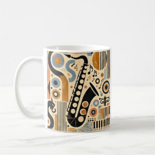 Mug Art minimaliste du milieu du siècle du jazz Saxoph