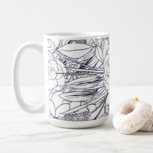 Mug Art Moderne Ligne Main Tirée Floral Girly Design