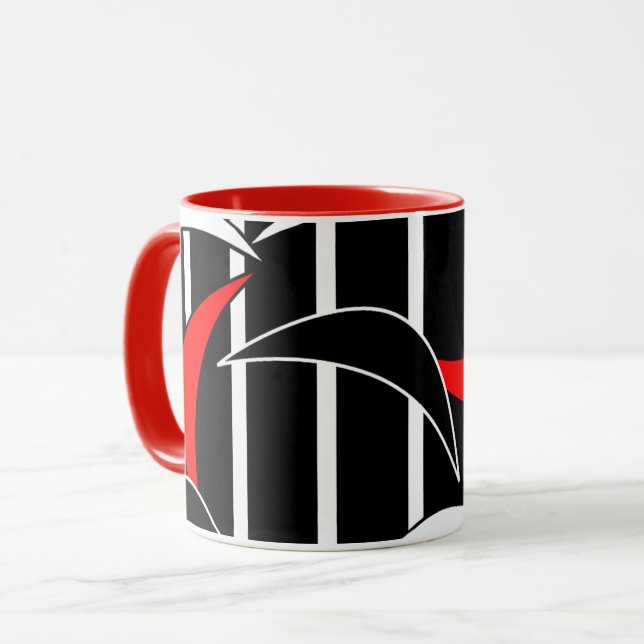 Mug Art moderne noir, blanc, rouge (Devant gauche)