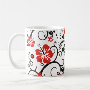 Mug ART motif - décoration hibiscus