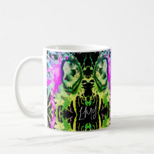 Mug Art néon Halloween aquarelle crâne gothique   