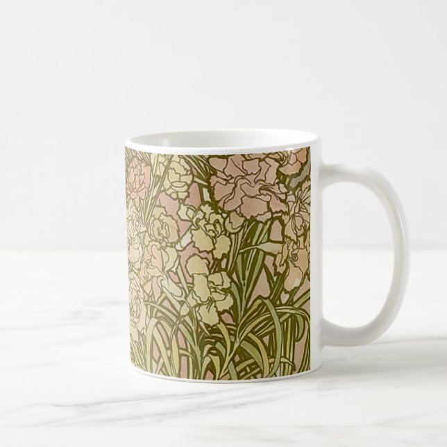 Mug Art Nouveau Alfonse Mucha fleurs d'oeillets floral (Droite)