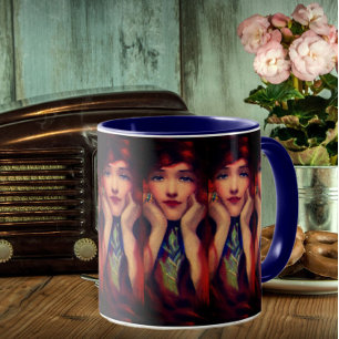 Mug Art nouveau déco femme beauté vintage