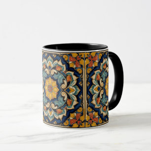 Mug Art Nouveau Décor Vintage Majolique Floral Artisan