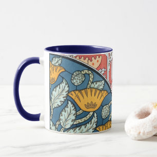 Mug Art Nouveau floral vintage fleurs de pavot