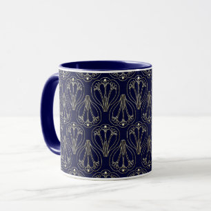 Mug Art Nouveau Marine Bleu et or