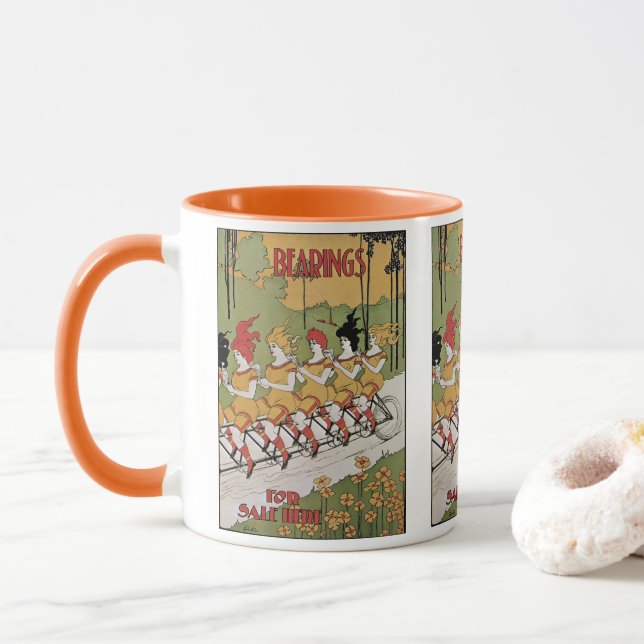 Mug Art Nouveau vintage, Allongements Tandem Vélo (Avec donut)