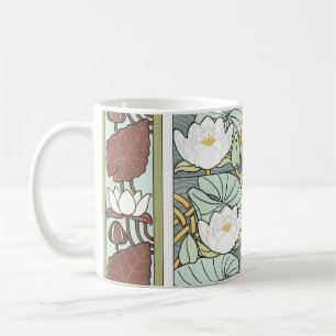 Mug Art Nouveau vintage, Fleurs Jardins Nénuphars
