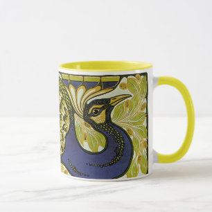Mug Art Nouveau vintage, plume de paon de Macmillan