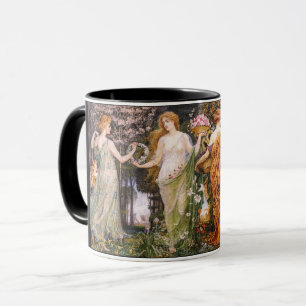 Mug Art Nouveau vintage Quatre saisons par Walter Cran
