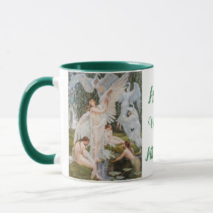 Mug Art Nouveau vintage Swan Girls Nom Personnalisé