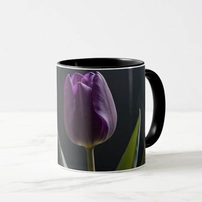 Mug Art numérique de fleur de tulipe pourpre (Devant droit)