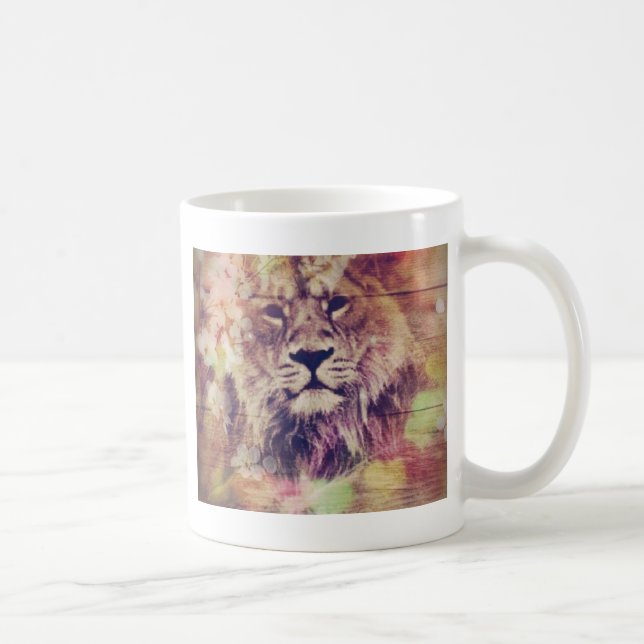 Mug Art numérique Lion en bois de printemps (Droite)