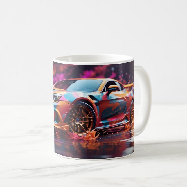 Mug Art numérique Rapide voiture de sport de dérivatio (Devant droit)