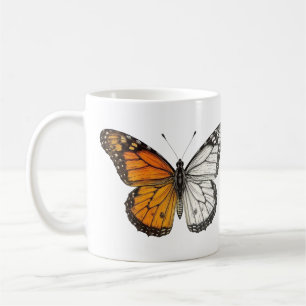 Mug Art papillon monarque demi-couleur