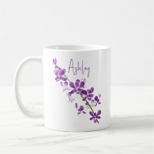 Mug Art personnalisé dendrobium orchidée violette