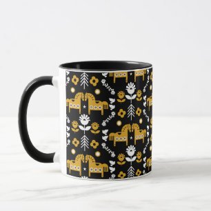 Mug Art populaire de cheval scandinave