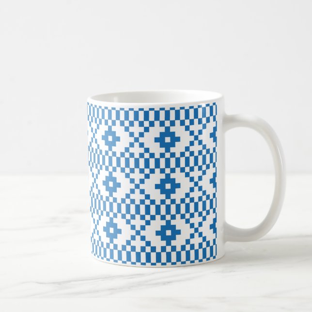 Mug Art populaire ethnique letton bleu et blanc (Droite)