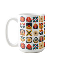 Art populaire mosaïque florale dans les couleurs r