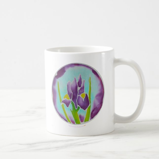 Mug Art pourpre de batik de fleur d'iris (Droite)