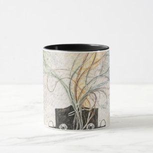 Mug art sur tête de guitare illustration d'oiseaux e