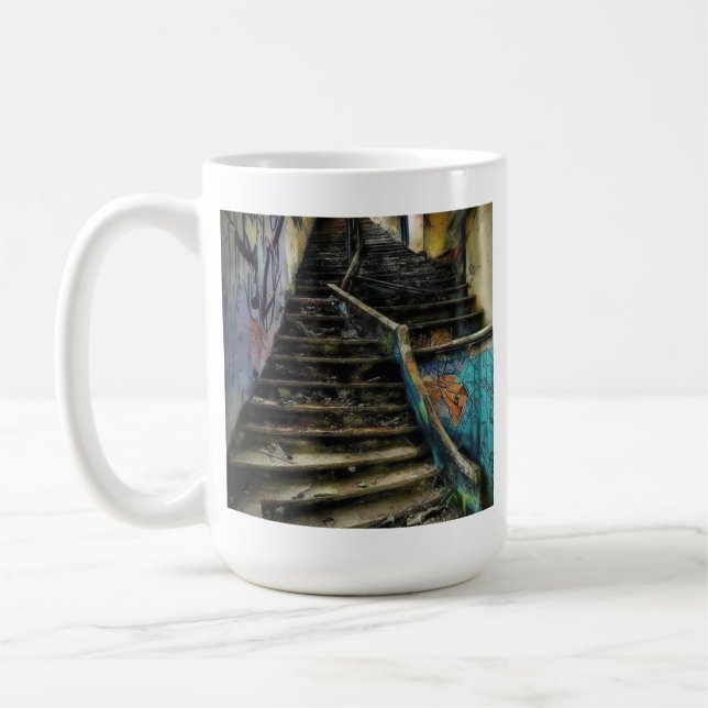 Mug Art urbain sur escaliers Bâtiment abandonné (Gauche)