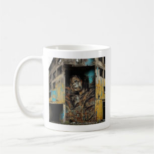Mug Art urbain sur un bâtiment abandonné