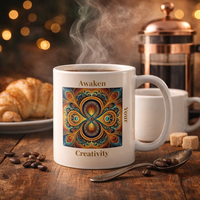 Mug Art vibrant de mandala fractal boho (Créateur téléchargé)