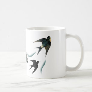 Mug Art vintage d'oiseaux d'hirondelle