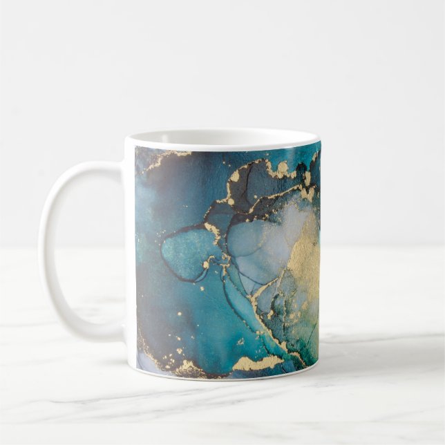 Mug Artabstracte turquoise d'alcool d'alcool noir, art (Gauche)