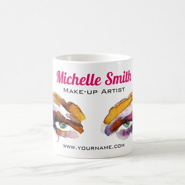 Mug Artiste branché de maquillage oculaire aquarelle d (Centre)