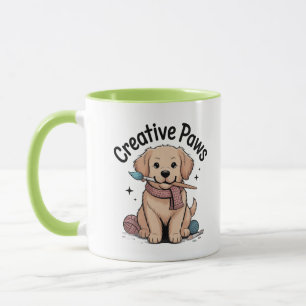 Mug Artiste Chien Brun Adorable Brosse à Laine Créativ