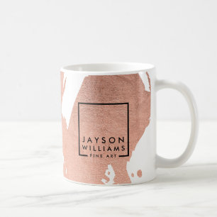 Mug Artiste moderne Abstrait Faux Rose Or Brushstrokie