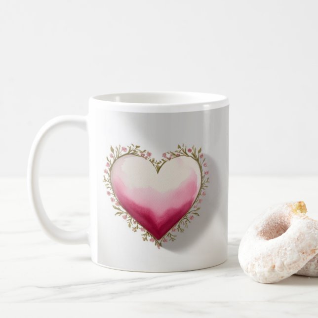 Mug Artistic Heart-Shaped Design (Avec donut)