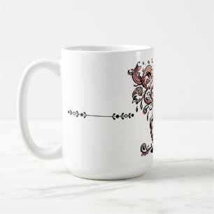 Mug Artistic Swirl Botanical Coffee Cup Illustration M
