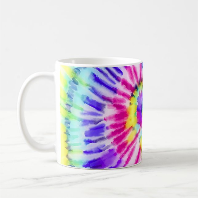Mug Artsy Neon Rainbow Tie Dye Motif d'aquarelle (Gauche)