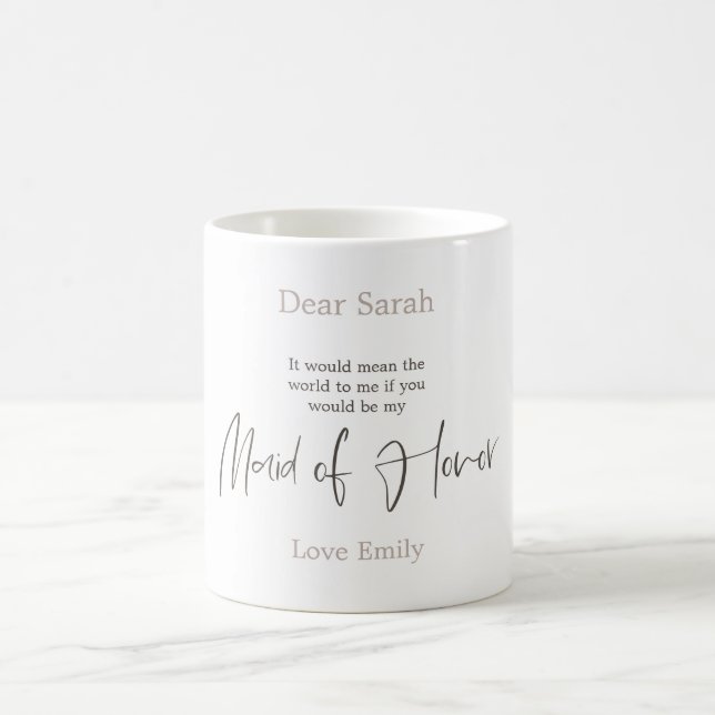 Mug Arty Brown Script tendance Demande de servante d'h (Centre)