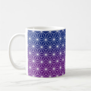 Mug Asanoha japonais traditionnel Imprimé bleu & viole