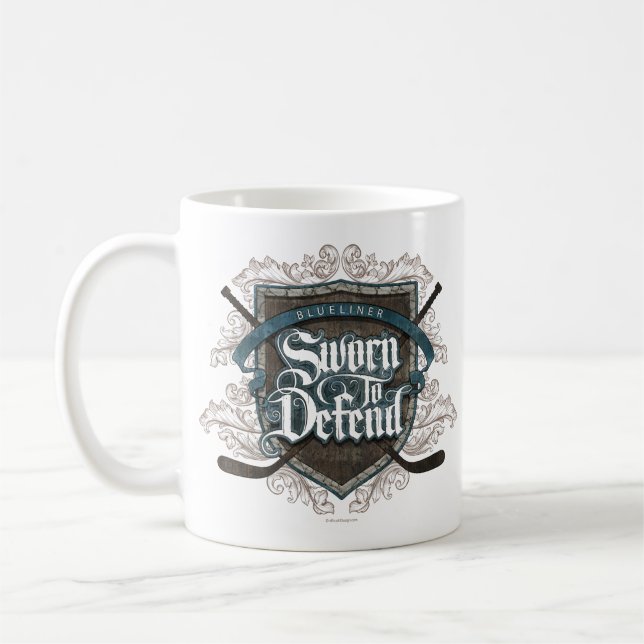 Mug Assermenté pour défendre (défenseur d'hockey) (Gauche)