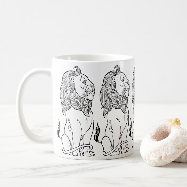 Mug Assistant vintage d'Oz, Lion courageux (Avec donut)