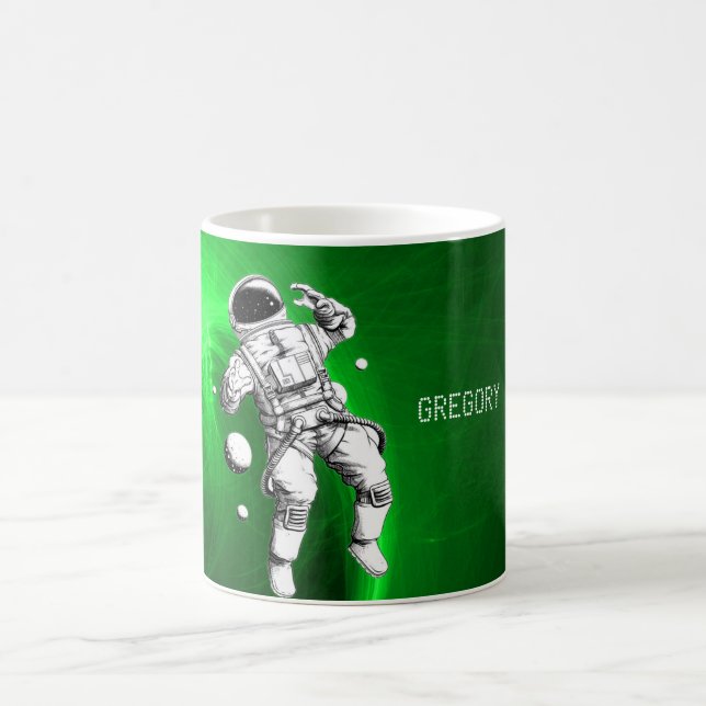 Mug Astronaut Galaxie Verte Personnalisé (Centre)